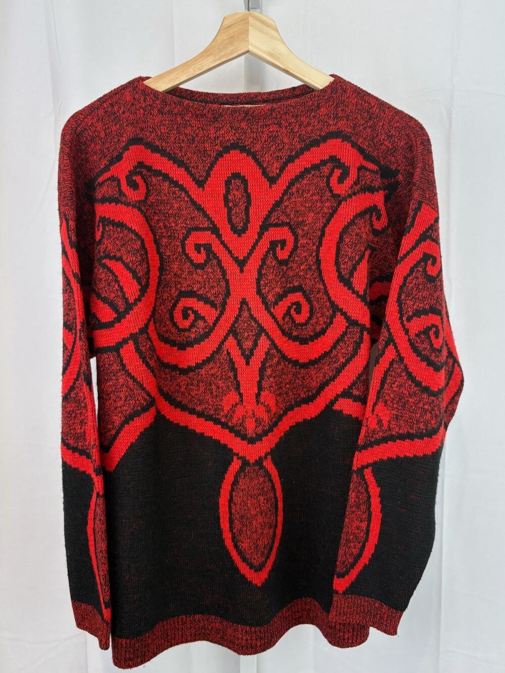 VTG DIANE VON FURSTENBERG DVF Sportswear Pullover Sweater Long Sleeve Red Black